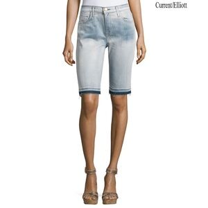 CURRENT/ELLIOTT NWT FADED DENIM BERMUDA OCEAN SPRAY SHORT. MADE IN USA. SIZE 25